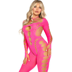Leg Avenue - Bodystocking Rose Dos Ouvert Taille Unique